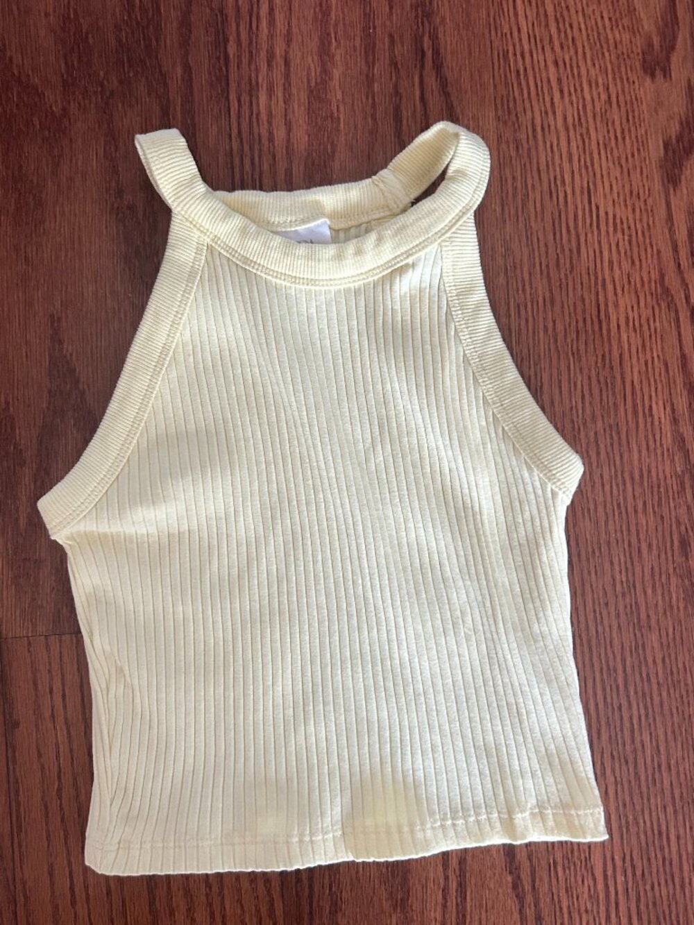Zara Kids Girls Ribbed Halter Tank Top Butter Yellow Size 8